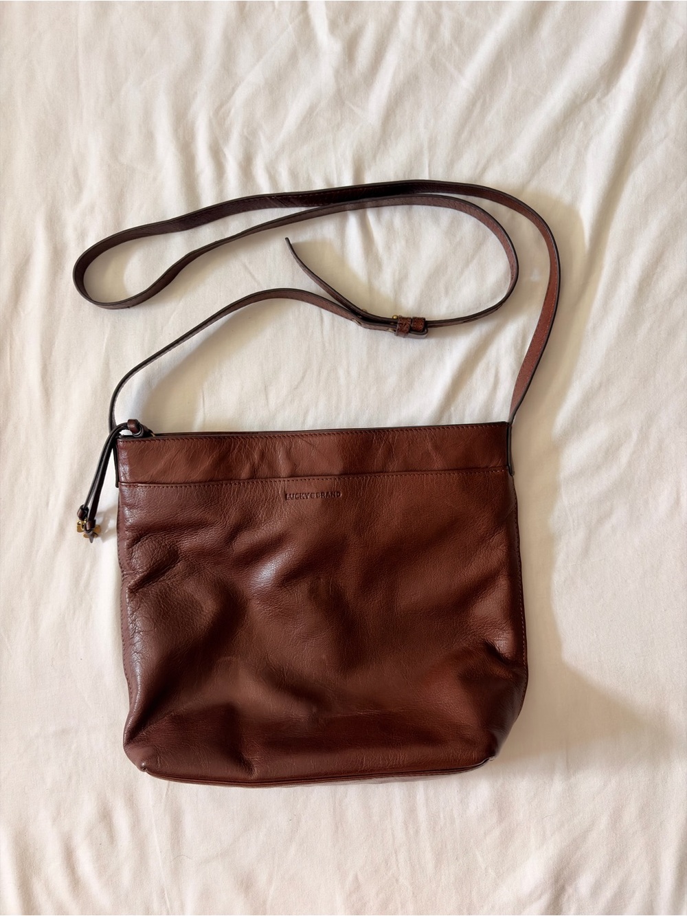 vintage Lucky Brand 100% genuine leather crossbody bag | brown
